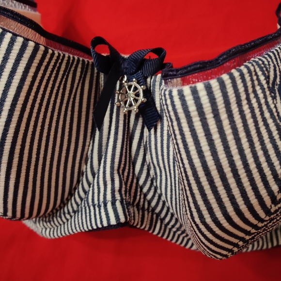 Lauma Lingerie striped balconette bra - sailor themed! CUTE! - NWT - 34C - Picture 2 of 5